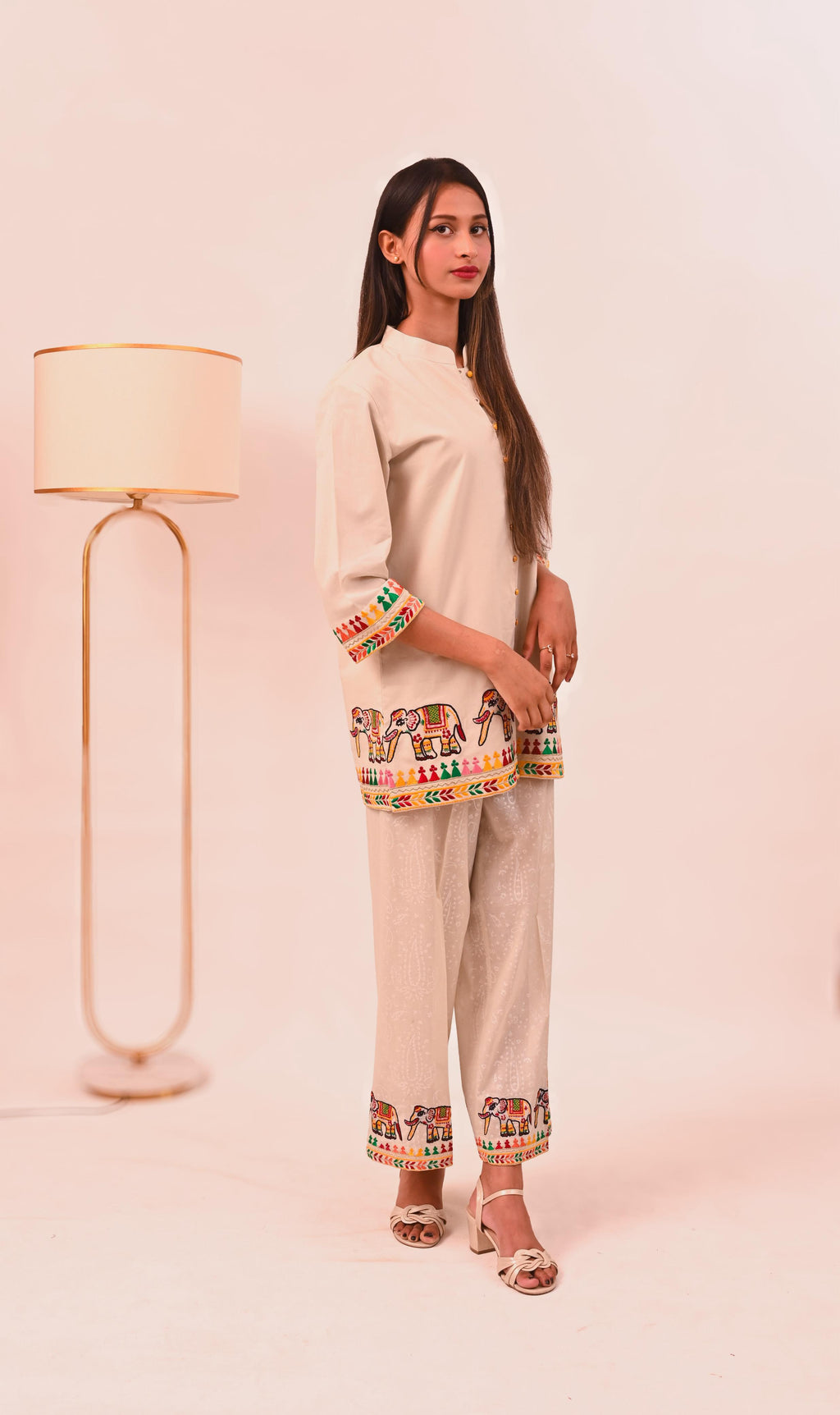Ivory Elephant Parade Kurta Set