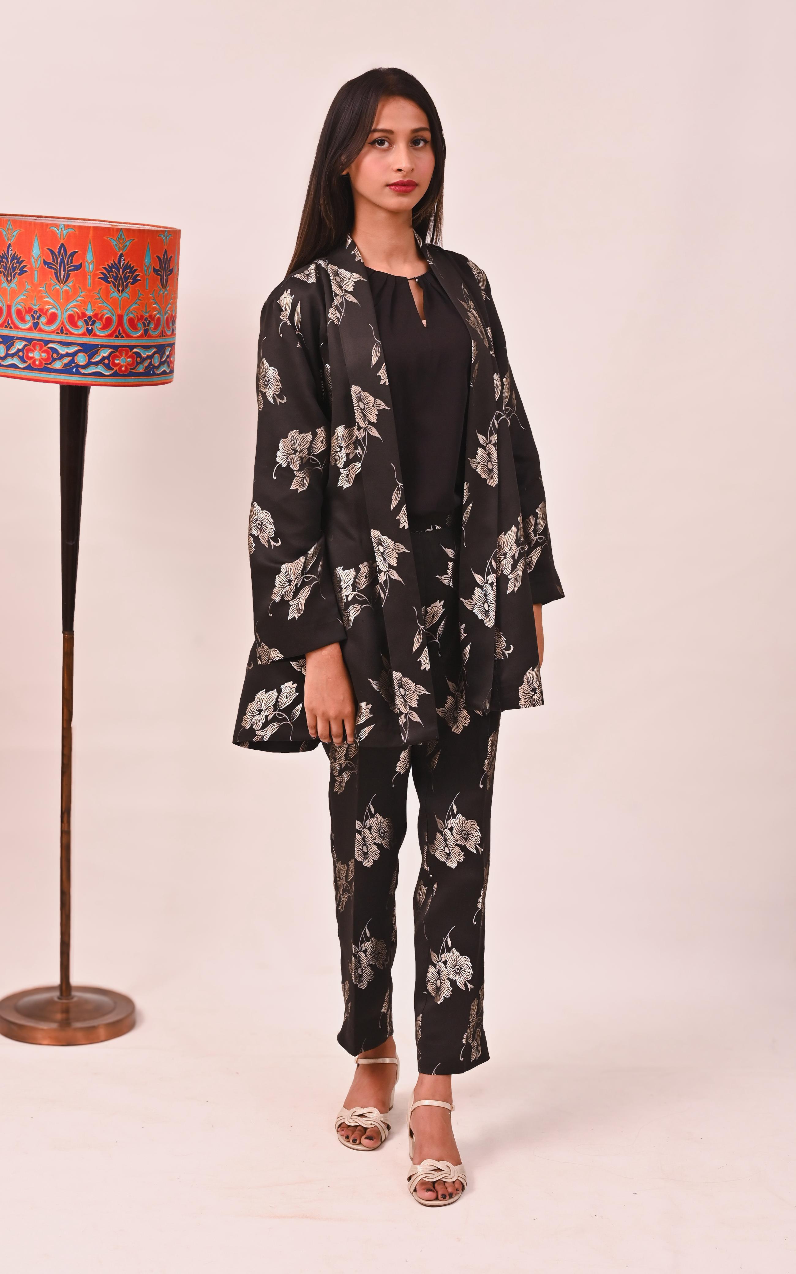 Midnight Bloom Silk Ensemble
