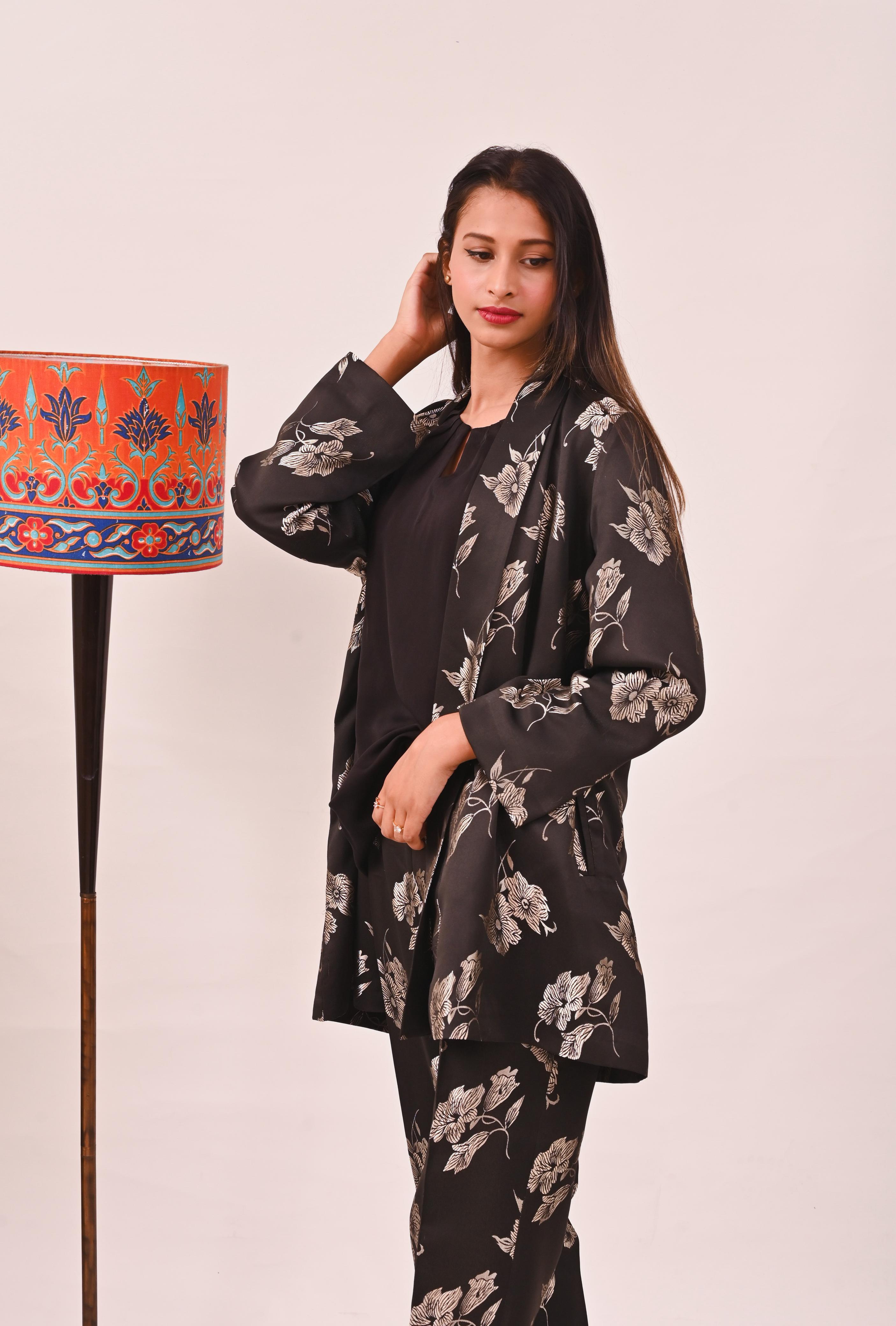Midnight Bloom Silk Ensemble