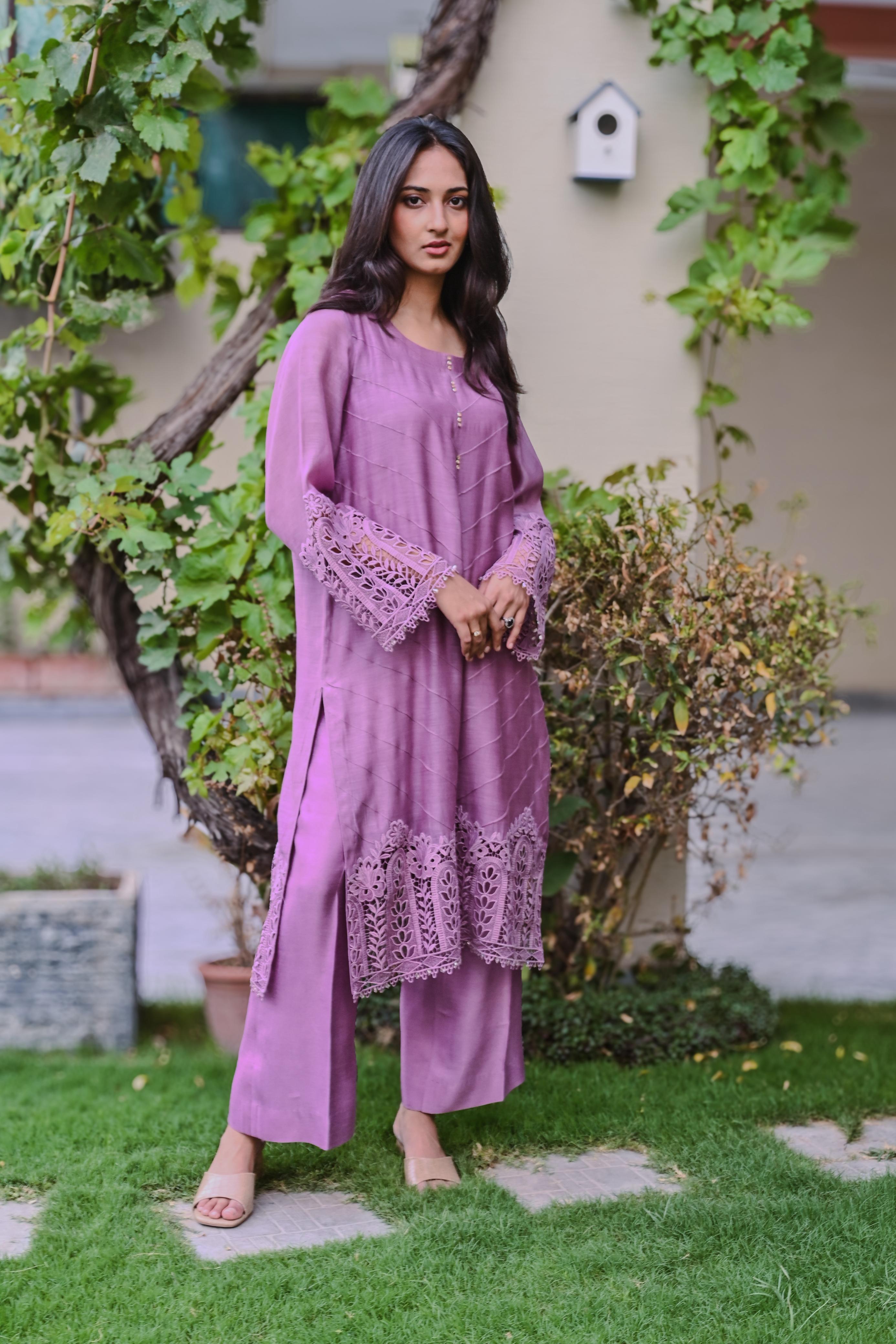 Lavender Lace Kurta Set