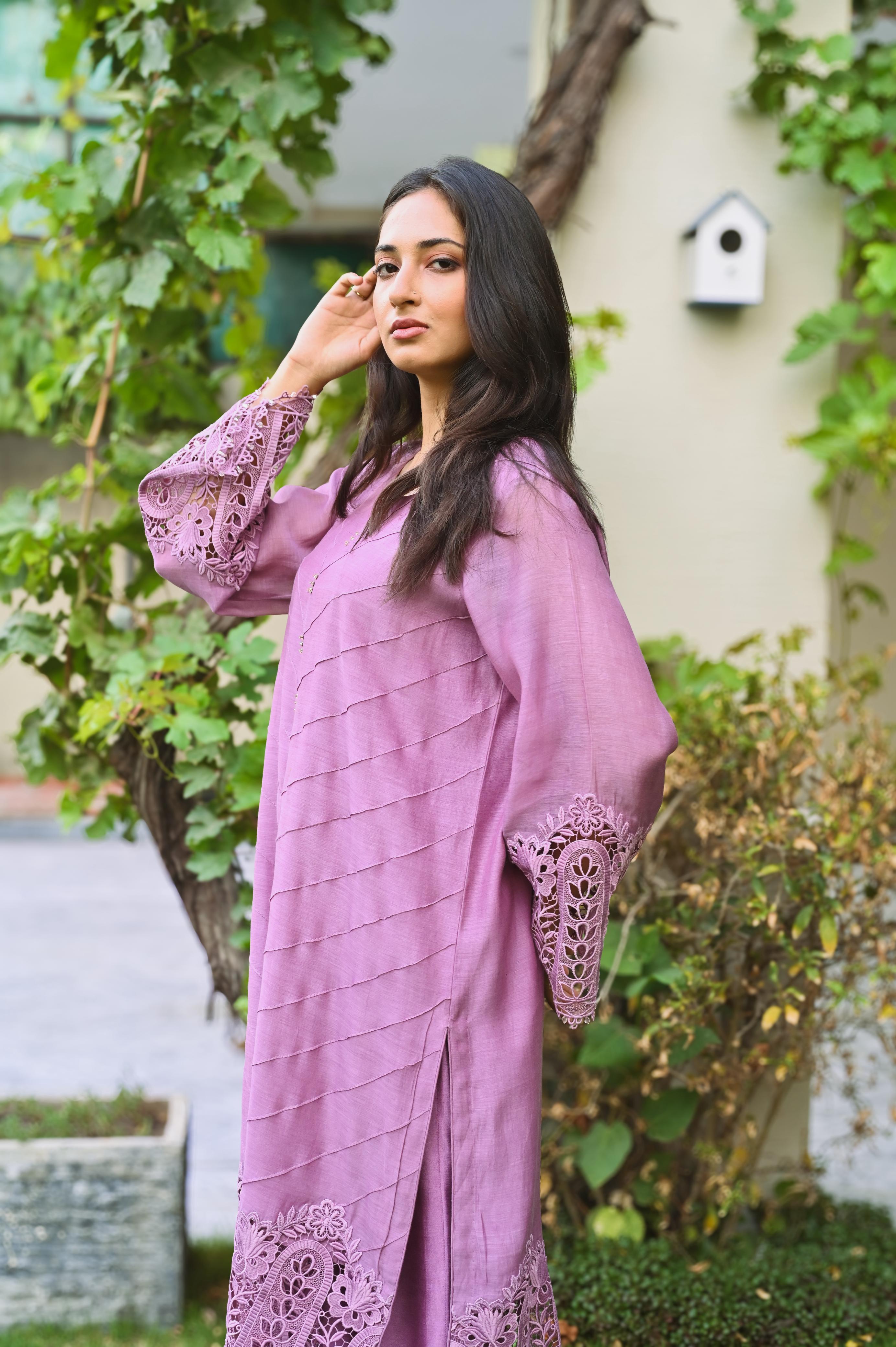 Lavender Lace Kurta Set