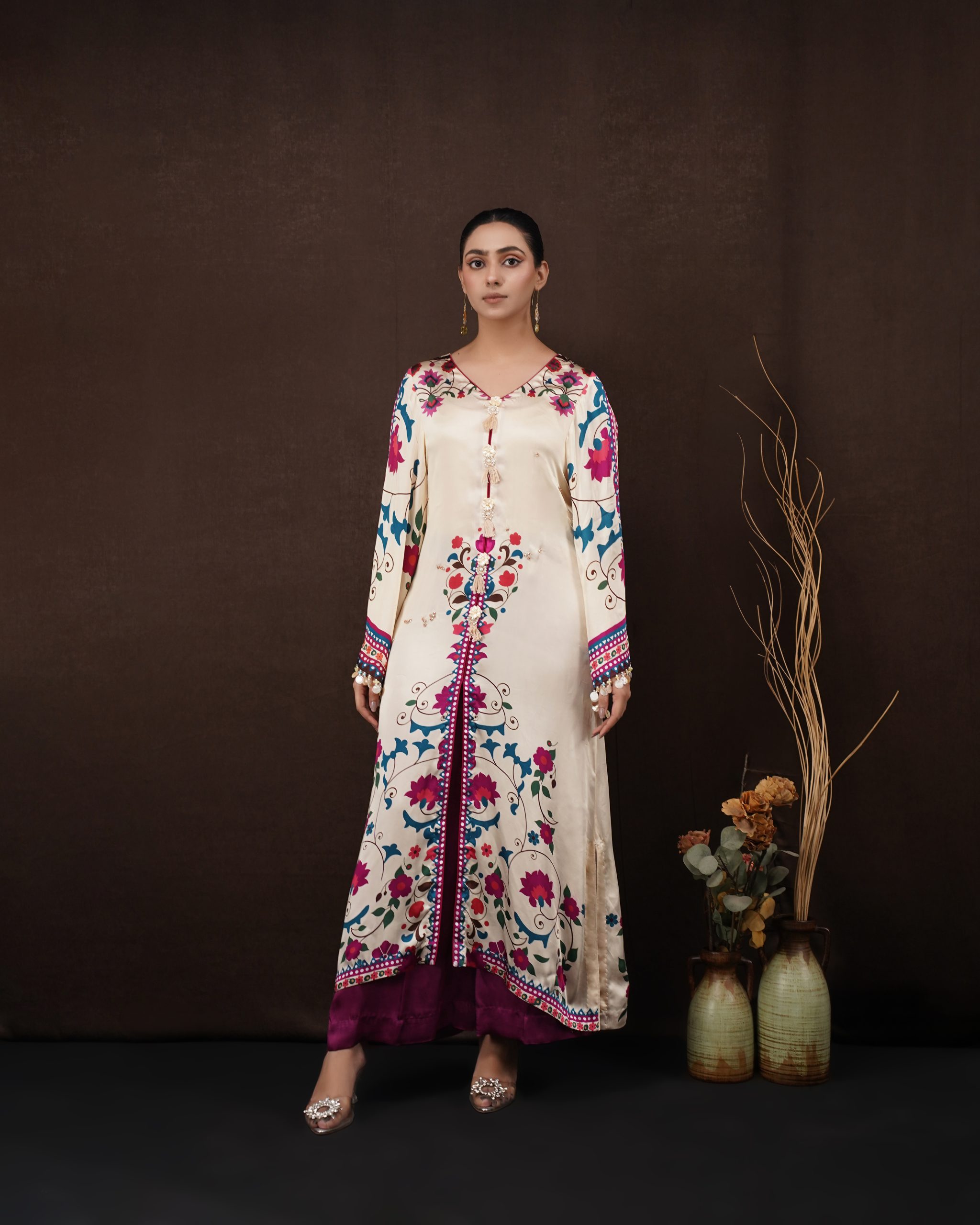 Affiyas Digital Print Long Kaftan