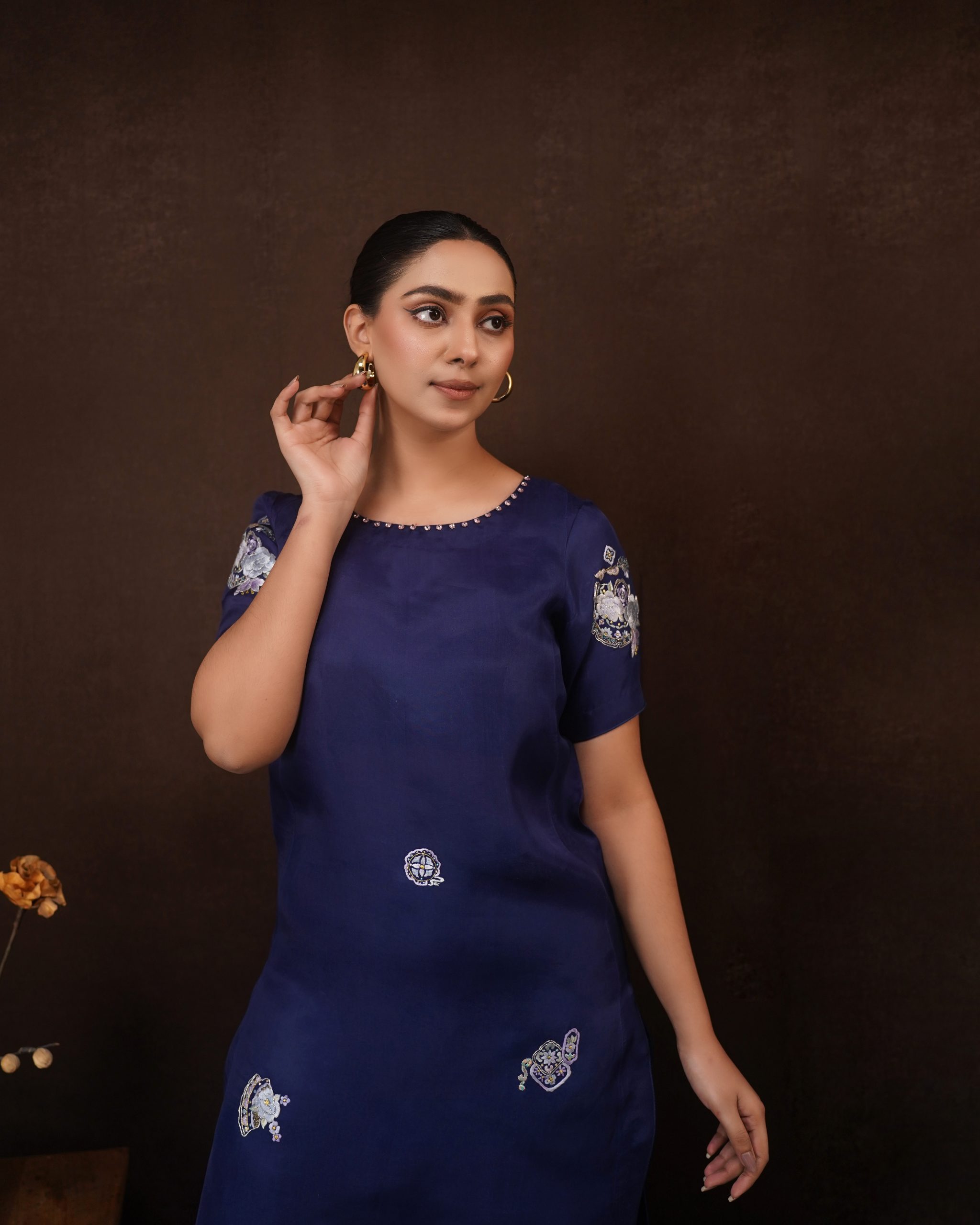 Royal Blue Embroidered Kurti