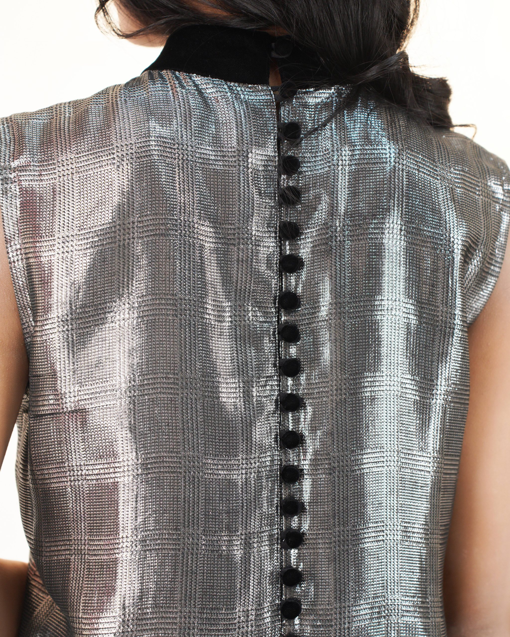 Metallic Silver Long Shirt with Black Trouser - Image 7