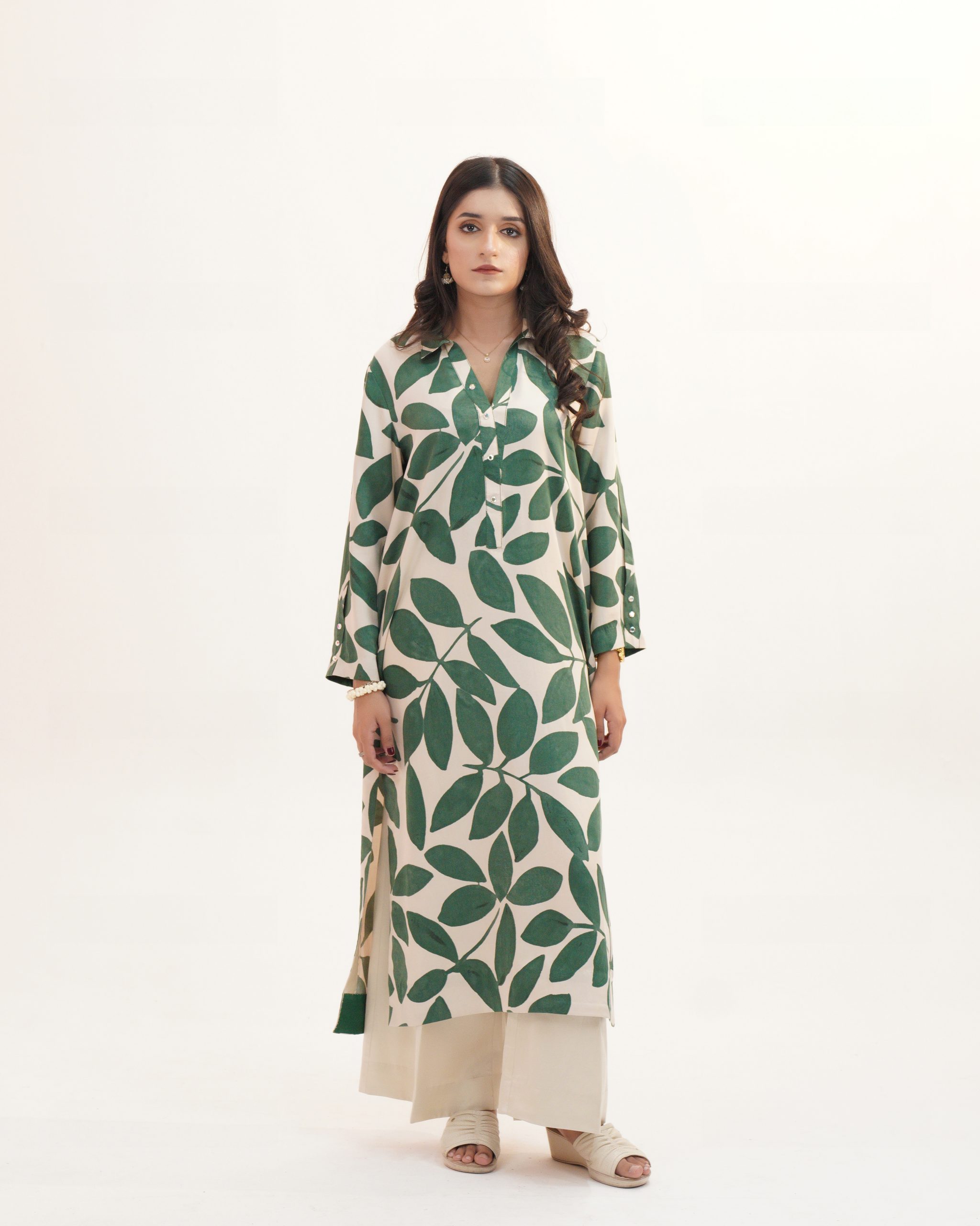 Green Leaf Printed Lawn Suit